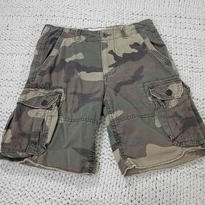 American Eagle Men's Camo Cargo Shorts Classic Length Utility Pockets Y2K